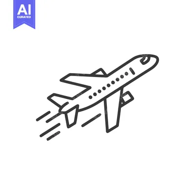 Premium design asset: Airplane Taking Off: Minimalist Line Art Icon on White Background