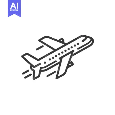 Aset desain premium: Airplane Taking Off Icon, Modern Line Art Style, Travel Symbol