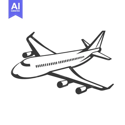 Premium design asset: A simple illustration of an airplane in flight in monochrome