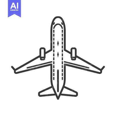 Aset desain premium: A minimalistic black and white vector illustration of a passenger airp