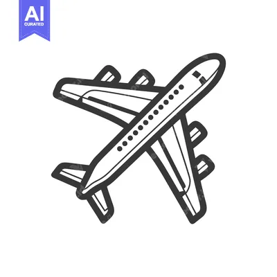 Aset desain premium: Airplane Icon: Bold Outline, Top View, Aviation Symbolism, Minimalist