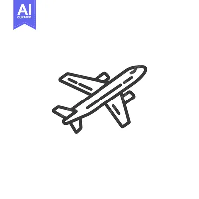 Aset desain premium: Airplane Icon: Simple Line Art for Travel and Transportation Concepts
