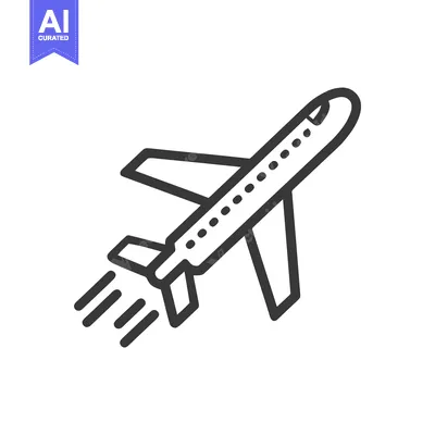 Aset desain premium: Airplane Icon with Smoke Trails, Minimalist Design, Isolated on White