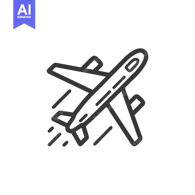 Aset desain premium: Airplane Icon with Motion Lines, Minimalist Design on White Background