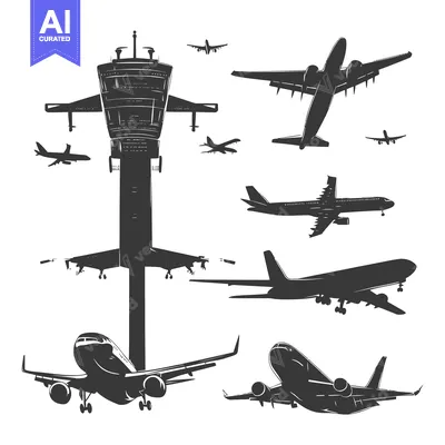 Aset premium populer: Airplanes Taking Off and Landing Near a Control Tower