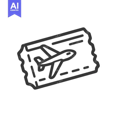 Airplane Ticket Icon: Bold Outline Design for Travel and Transportatio