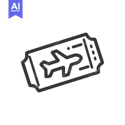 Aset desain premium: Minimalist Airplane Ticket Icon: Travel and Adventure Symbol