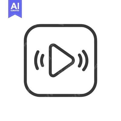 Simple Play Icon with Audio Waves, Minimalist Design