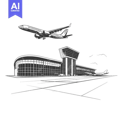 Popular premium asset: Airplane Taking Off From Modern Airport Terminal Building