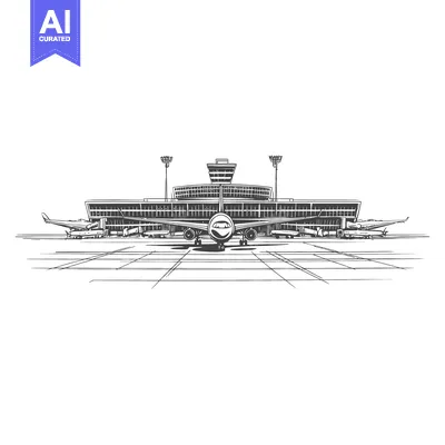Aset premium populer: Airplane at Airport Terminal Building Sketch