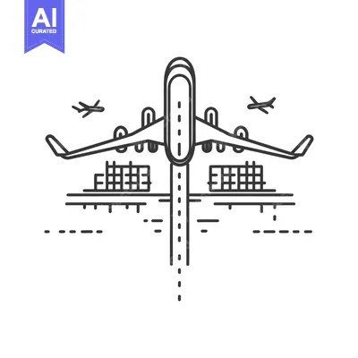 Aset premium populer: An overhead view of an airplane at an airport terminal