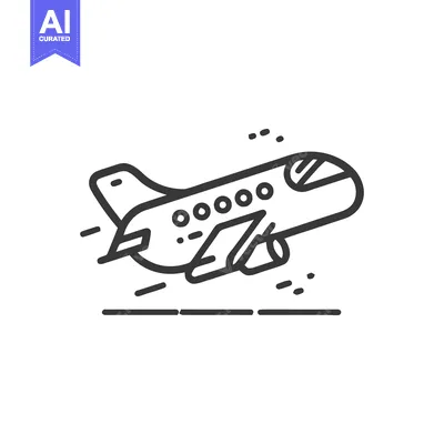 Aset desain premium: Stylish Line Art Airplane in Flight: Minimalist Travel Icon