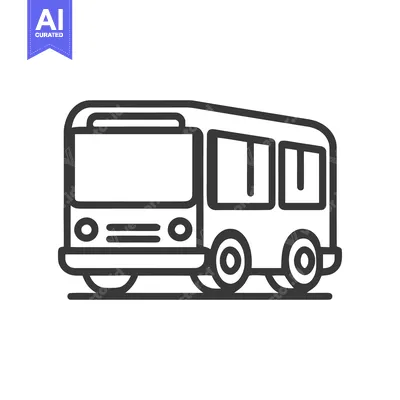 Aset premium populer: Simple Bus Icon: Minimalist Outline Transportation Illustration on Whi