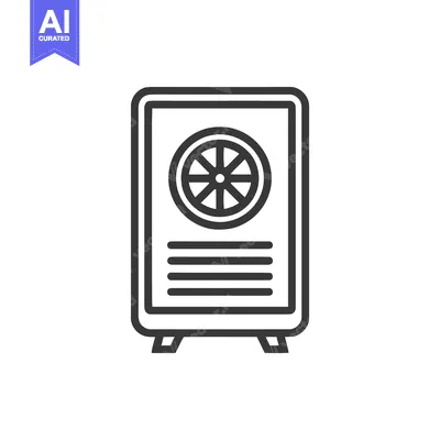 Aset premium populer: Minimalist Icon: Vintage Refrigerator with Circular Detail and Horizon