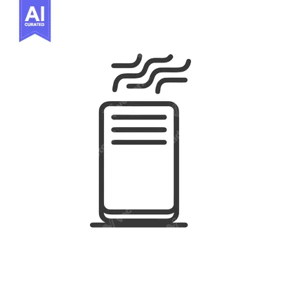 Aset premium populer: Minimalist Air Purifier Icon with Emission Waves on White Background