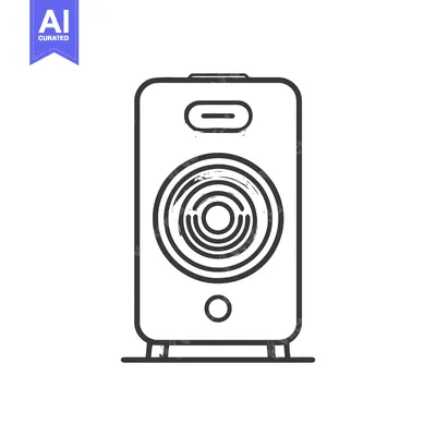 Aset desain premium: Minimalist Speaker Icon: Clean Line Art Audio Device Illustration