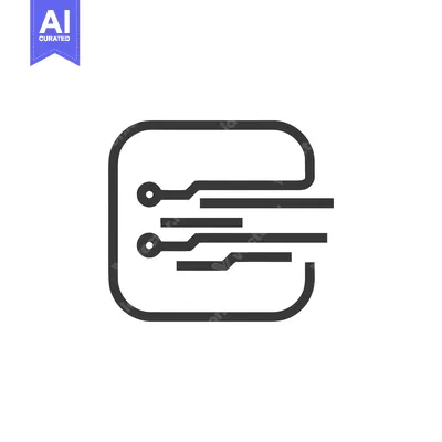 Aset desain premium: Minimalist Circuit Board Icon with Rounded Square Outline and Clean Li