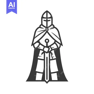 Aset desain premium: A knight in armor with a sword and a cape