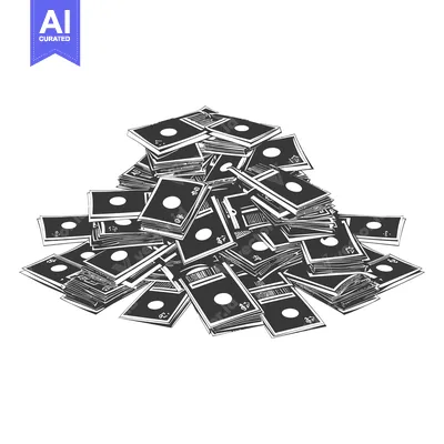 Premium design asset: A Large Pile of Cash Money Drawn in Black and White