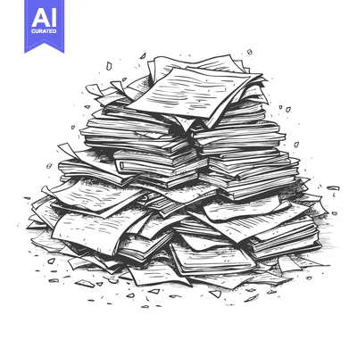 Aset desain premium: A Large Stack of Papers and Documents in a Pile
