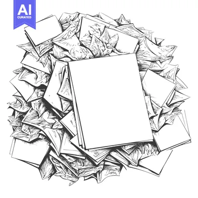 A Large Stack of Papers with a Blank Page on Top