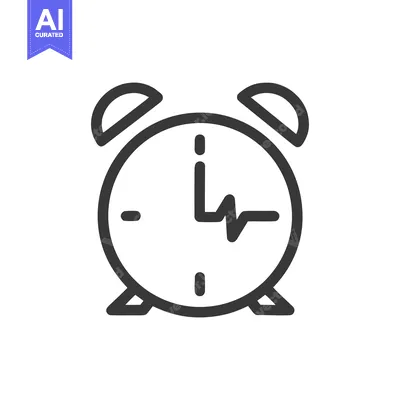 Premium design asset: Alarm Clock with Heartbeat: Minimalist Icon for Health and Time