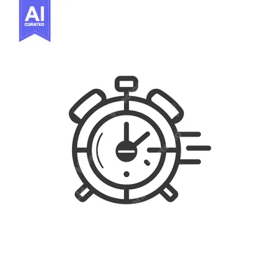 Aset desain premium: Alarm Clock Icon with Motion Blur Line Art
