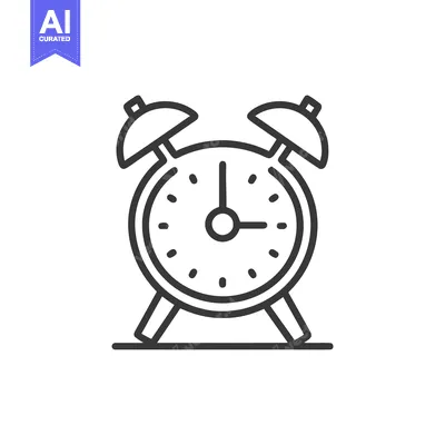 Aset premium populer: Minimalist Line Art Alarm Clock Icon: Simple, Elegant Timekeeping Desi