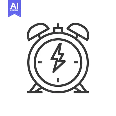 Aset premium populer: Alarm Clock Icon with Lightning Bolt: Time, Energy, and Alertness Conc