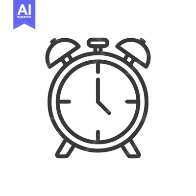 Aset desain premium: Classic Alarm Clock Icon: Bold Outline Design on White Background