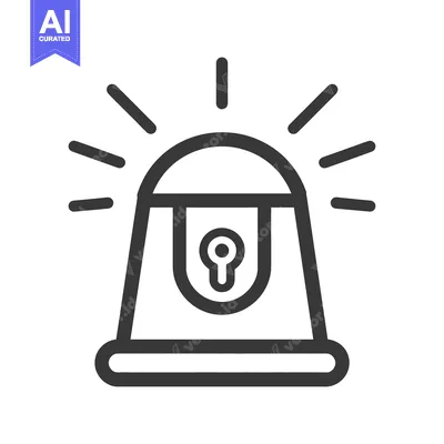 Aset desain premium: A graphic illustration depicting a warning siren and its light beams