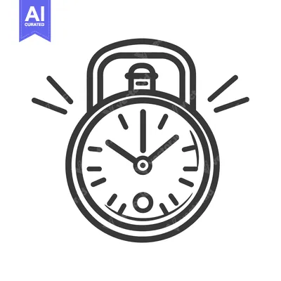Popular premium asset: A black and white illustration of a ringing alarm clock