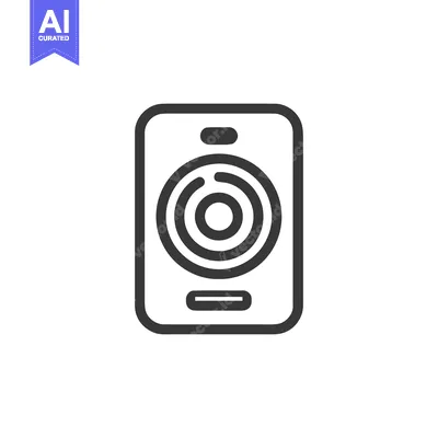 Aset desain premium: Minimalist Speaker Icon: Concentric Circles Design on White Background