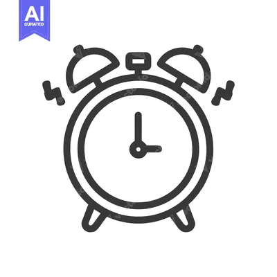 Aset premium populer: Simple Line Art Alarm Clock Icon with Sound Effect