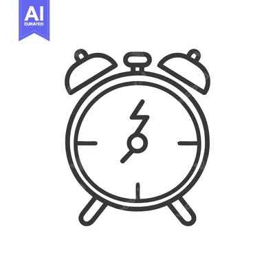 Aset premium populer: Bold Line Art Alarm Clock Icon:  Energy, Time, and Efficiency Concept