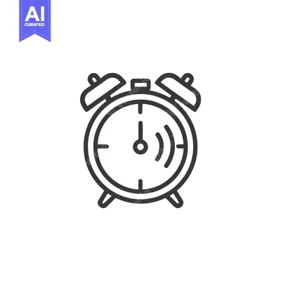 Premium design asset: Smart Alarm Clock Icon: Minimalist Line Art Design of a Wireless Alarm