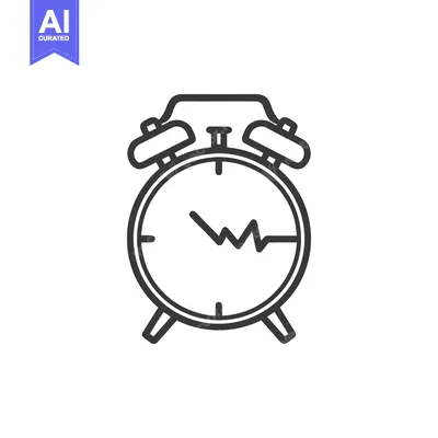 Aset premium populer: Simple Line Art Alarm Clock Icon with Time Signal