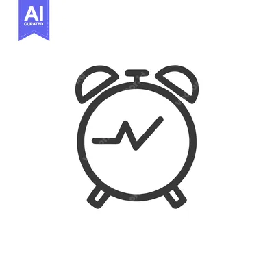 Aset desain premium: Alarm Clock Icon with Heartbeat Line, Time for Health Checkup