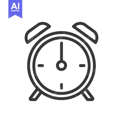 Aset premium populer: Simple, Minimalist Alarm Clock Icon in Outline Style