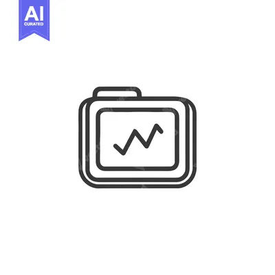 Aset desain premium: Minimalist Line Art Icon: Data Tracking Device Displaying Fluctuating