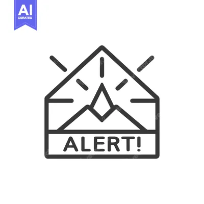 Aset desain premium: Alert icon with an exclamation mark and a sunburst effect