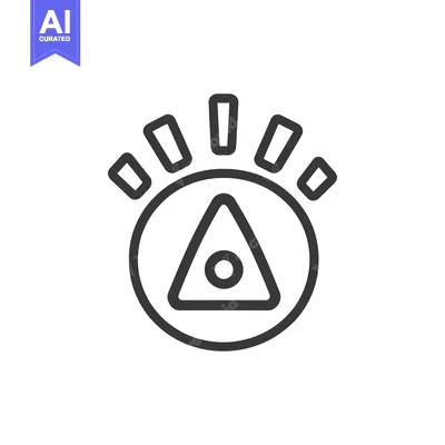 Aset desain premium: An abstract icon displays a triangular shape within a circle with rays