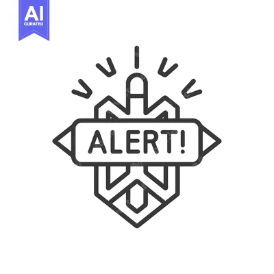 Aset desain premium: Alert Sign with Exclamation Point and Geometric Shapes