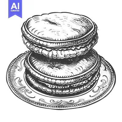 Aset desain premium: Two Delicious Macarons on an Ornate Plate