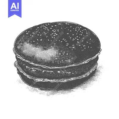 Aset premium populer: A Detailed Ink Drawing Of A Sesame Seed Burger