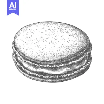 Aset premium populer: A Detailed Drawing of a Single Macaron Pastry