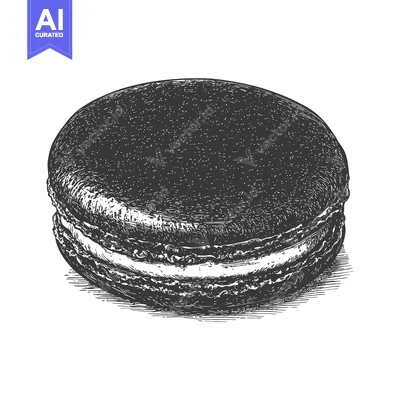 Popular premium asset: A Detailed Engraving of a Single Dark Macaron