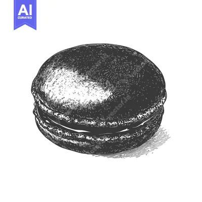 Aset premium populer: A Detailed Drawing Of A Single Macaron Pastry