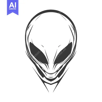 Popular premium asset: A black and white graphic illustration of an alien face