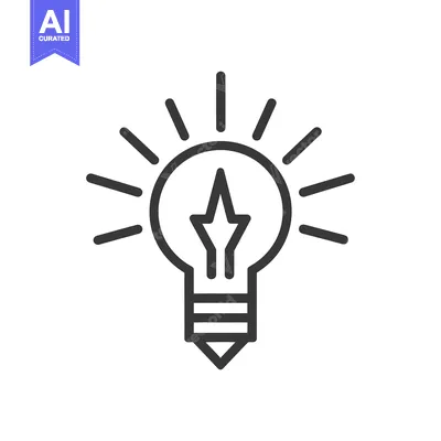 Aset desain premium: A Light Bulb Icon with a Starburst and a Star in the Middle
